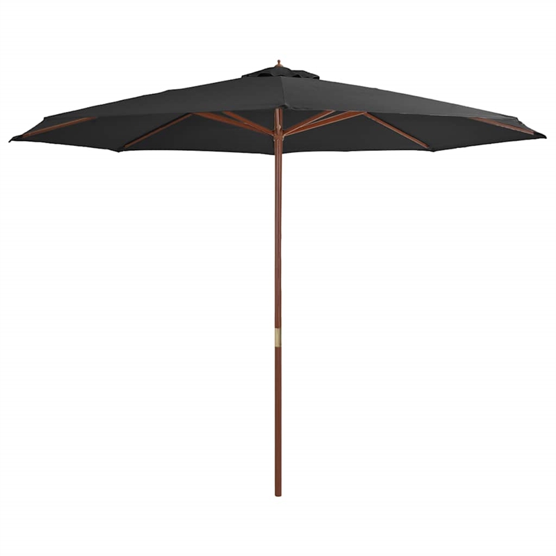 vidaXL Large Garden Parasol with Wooden Pole in Anthracite