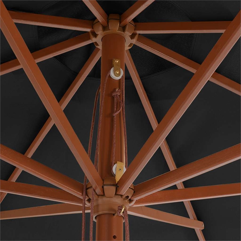 vidaXL Large Garden Parasol with Wooden Pole in Anthracite