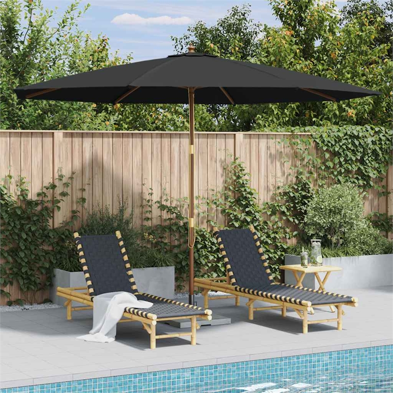 vidaXL Large Garden Parasol with Wooden Pole in Anthracite