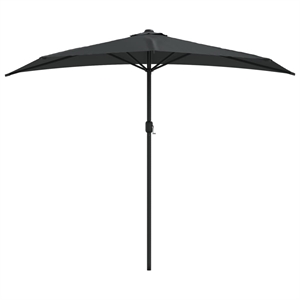 vidaXL 106.3x56.7&quot Patio Umbrella with Manual Hand Crank in Anthracite