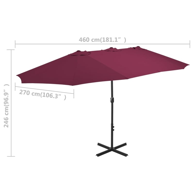 vidaXL Extra Large Garden Parasol in Bordeaux Red