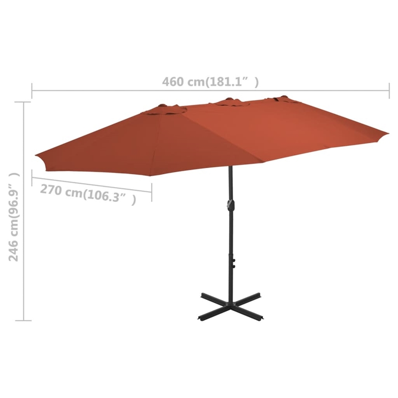 vidaXL Extra Large Garden Parasol in Terracotta