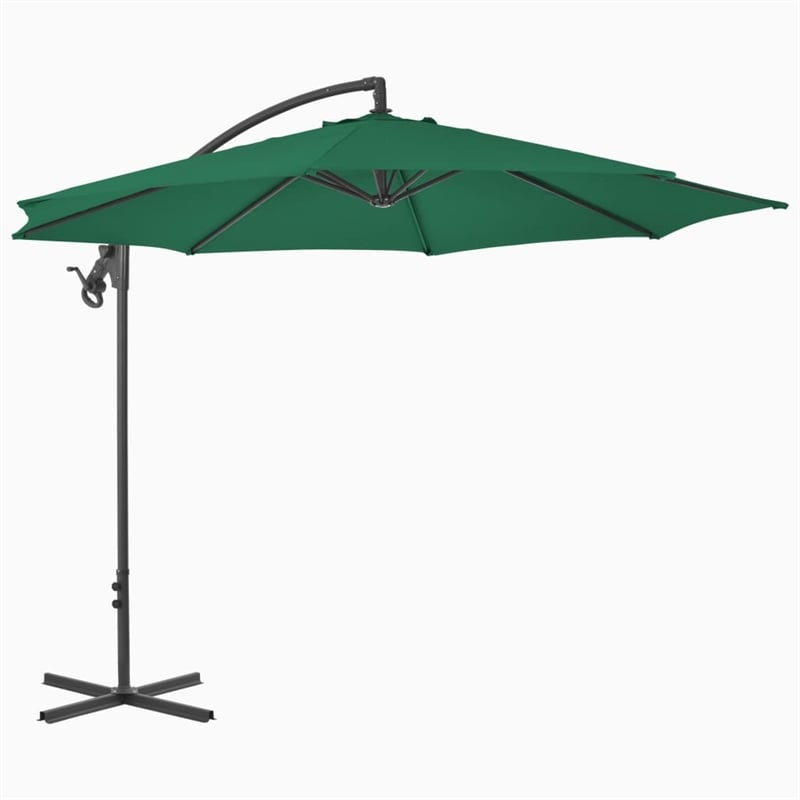 vidaXL Large Tiltable Cantilever Garden Parasol in Green