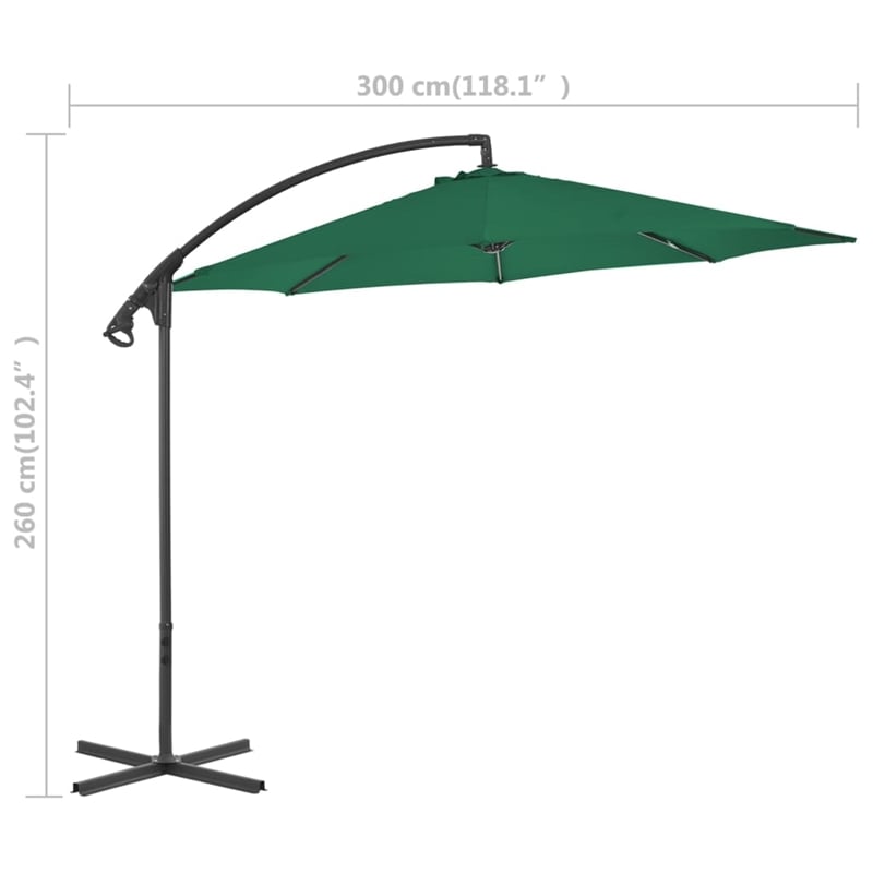vidaXL Large Tiltable Cantilever Garden Parasol in Green
