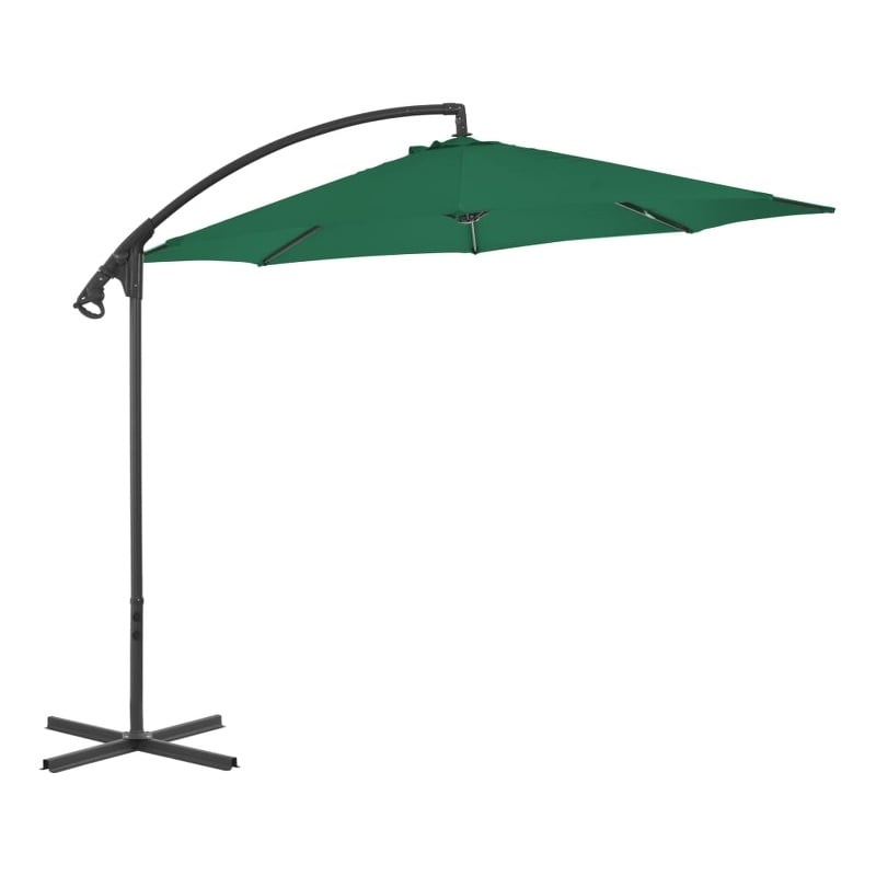 vidaXL Large Tiltable Cantilever Garden Parasol in Green