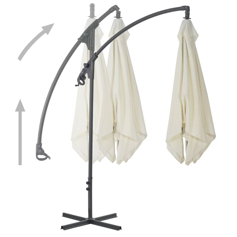 vidaXL Large Cantilever Garden Parasol in Sand