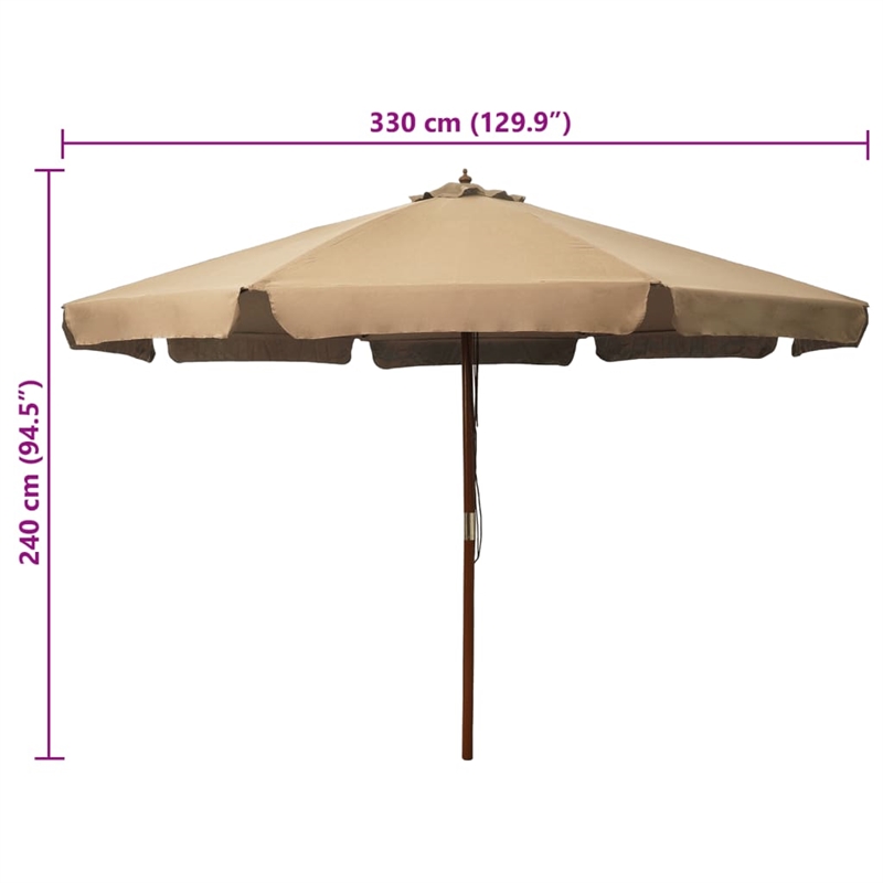 vidaXL Large Laminated Bamboo Garden Parasol in Taupe