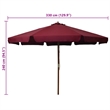 vidaXL Large Laminated Bamboo Garden Parasol in Burgundy