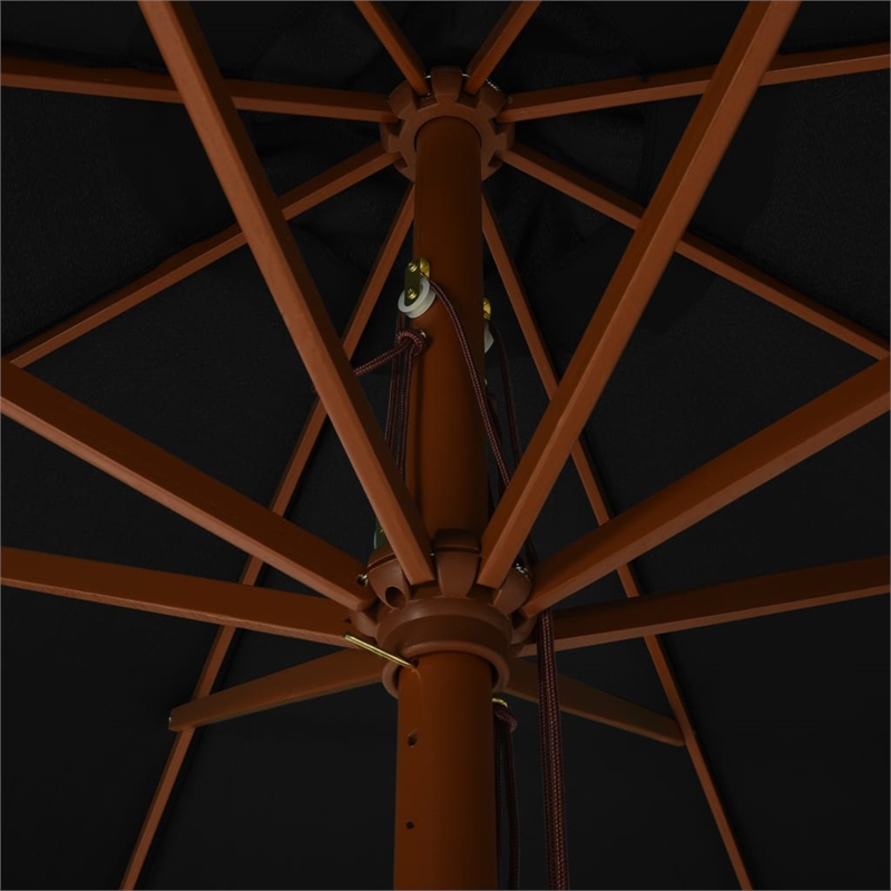 vidaXL Large Laminated Bamboo Garden Parasol in Black