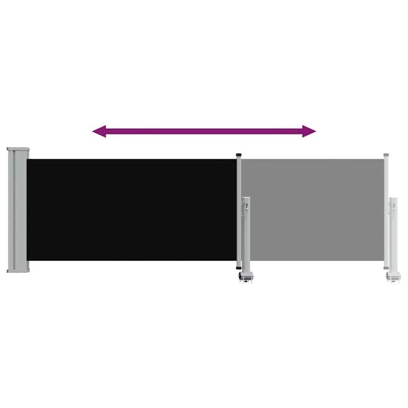 vidaXL Side Awning with PU Coating in Black and Grey