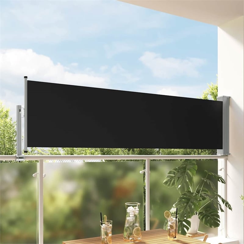 vidaXL Side Awning with PU Coating in Black and Grey