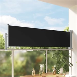 vidaXL Side Awning with PU Coating in Black and Grey