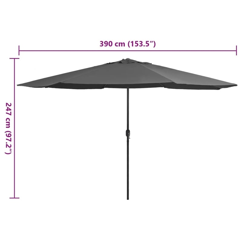vidaXL Large Tiltable Garden Parasol in Anthracite