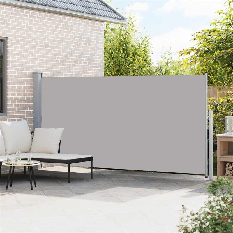 vidaXL Side Awning with PU Coating in Grey Steel Frame