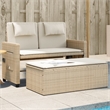vidaXL Reclining Patio Bench with Cushions Beige Poly Rattan