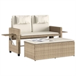 vidaXL Reclining Patio Bench with Cushions Beige Poly Rattan