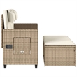 vidaXL Reclining Patio Bench with Cushions Beige Poly Rattan