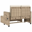 vidaXL Reclining Patio Bench with Cushions Beige Poly Rattan