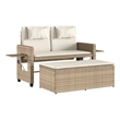 vidaXL Reclining Patio Bench with Cushions Beige Poly Rattan