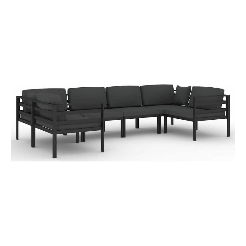 vidaXL 6 Piece Patio Lounge Set with Cushions Aluminum Anthracite