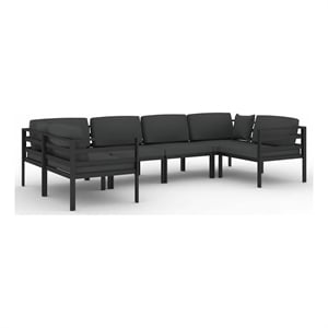vidaXL 6 Piece Patio Lounge Set with Cushions Aluminum Anthracite