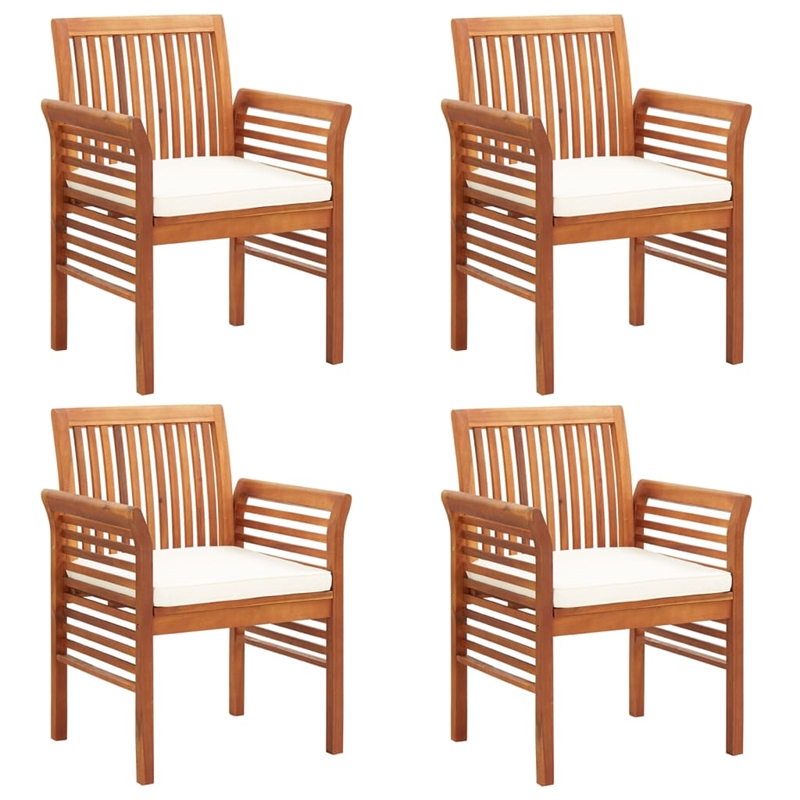 vidaXL Patio Dining Chairs with Cushions 4 pcs Solid Wood Acacia