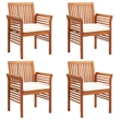 vidaXL Patio Dining Chairs with Cushions 4 pcs Solid Wood Acacia