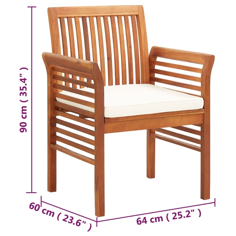 vidaXL Patio Dining Chairs with Cushions 4 pcs Solid Wood Acacia