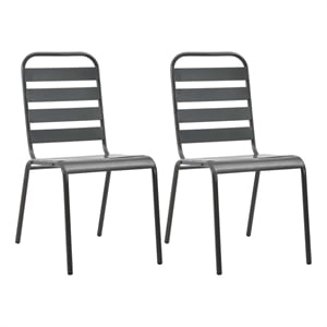 vidaXL Stackable Patio Chairs 2 pcs Steel Gray