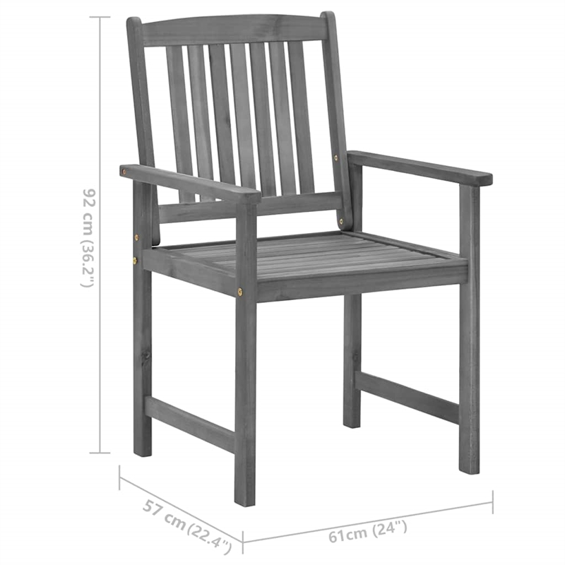 vidaXL Patio Chairs with Cushions 2 pcs Gray Solid Acacia Wood