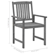 vidaXL Patio Chairs with Cushions 2 pcs Gray Solid Acacia Wood