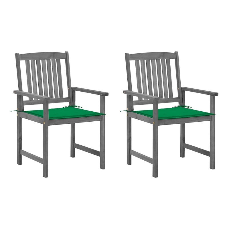 vidaXL Patio Chairs with Cushions 2 pcs Gray Solid Acacia Wood