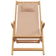 vidaXL Folding Beach Chair Taupe Solid Wood Eucalyptus and Fabric