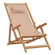 vidaXL Folding Beach Chair Taupe Solid Wood Eucalyptus and Fabric