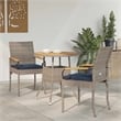 vidaXL Garden Chairs 2 pcs Grey and Navy Blue Poly Rattan and Acacia