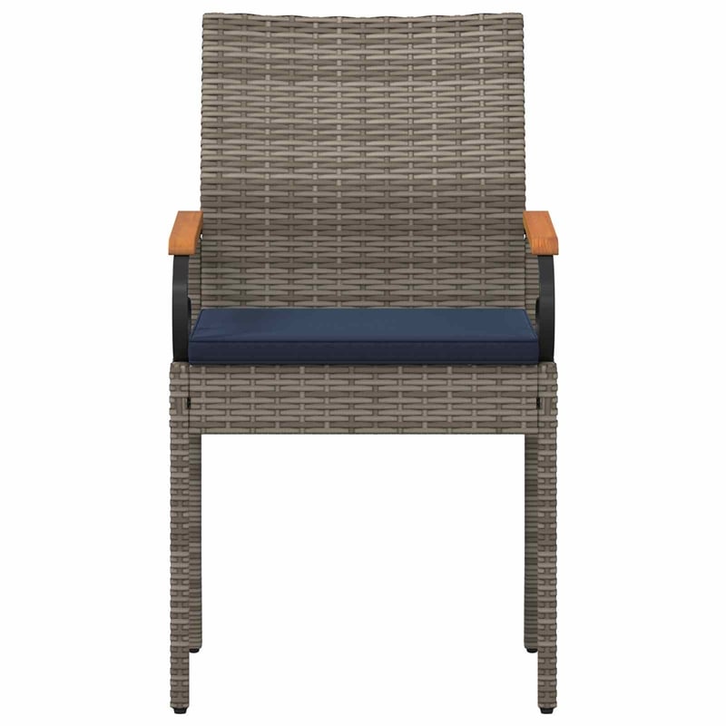 vidaXL Garden Chairs 2 pcs Grey and Navy Blue Poly Rattan and Acacia