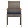 vidaXL Garden Chairs 2 pcs Grey and Navy Blue Poly Rattan and Acacia