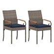 vidaXL Garden Chairs 2 pcs Grey and Navy Blue Poly Rattan and Acacia