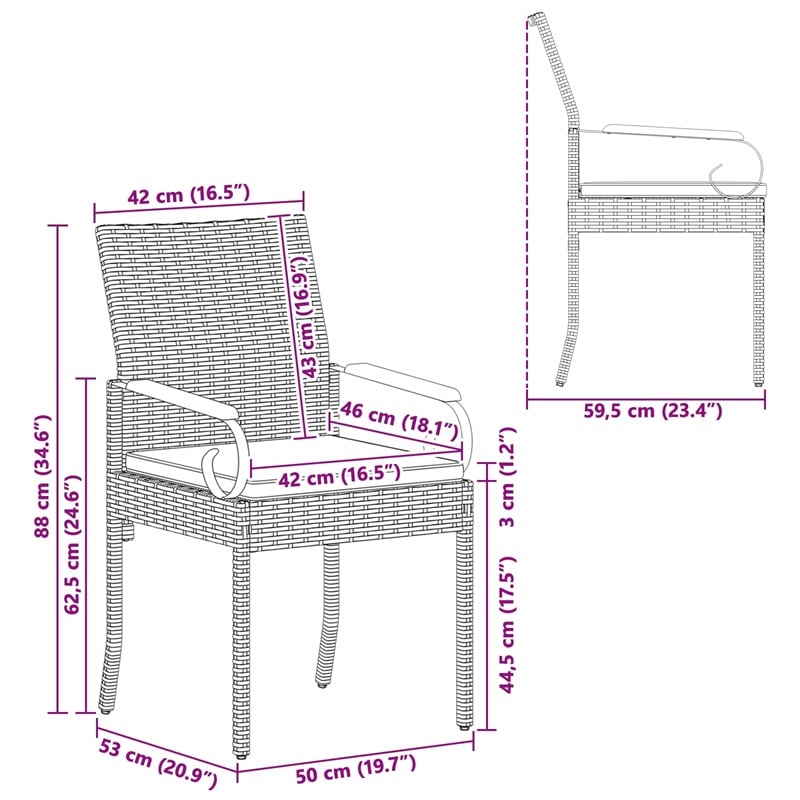 vidaXL Garden Chairs 4 pcs Grey and Navy Blue Poly Rattan and Acacia