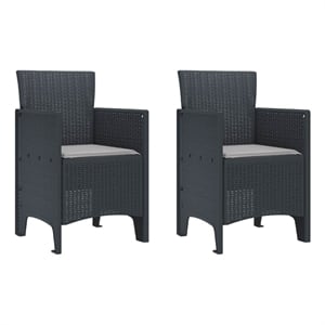 vidaXL Garden Chair 2 pcs Anthracite Polypropylene