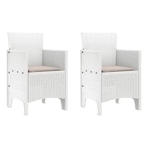 vidaXL Garden Chair 2 pcs White Polypropylene