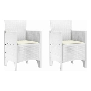 vidaXL Garden Chair 2 pcs White Polypropylene