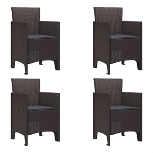 vidaXL Garden Chair 4 pcs Brown Polypropylene