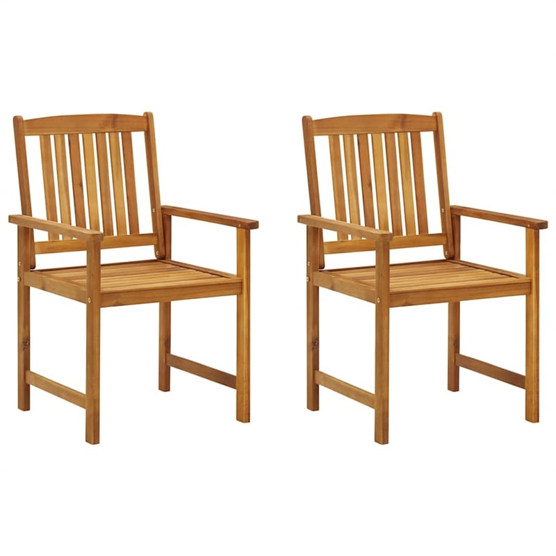 vidaXL Patio Chairs with Cushions 2 pcs Solid Acacia Wood