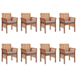 vidaXL Patio Dining Chairs with Cushions 8 pcs Solid Wood Acacia