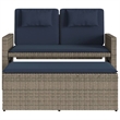 vidaXL Reclining Patio Bench with Cushions Gray Poly Rattan