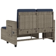 vidaXL Reclining Patio Bench with Cushions Gray Poly Rattan