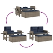 vidaXL Reclining Patio Bench with Cushions Gray Poly Rattan