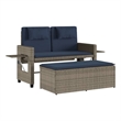 vidaXL Reclining Patio Bench with Cushions Gray Poly Rattan