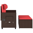 vidaXL Reclining Patio Bench with Cushions Brown Poly Rattan